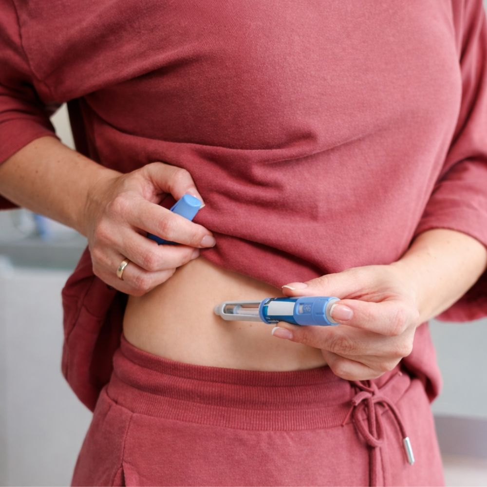 Medical GLP-1 weight loss injection administered at home under provider supervision